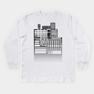 8-bit city Black Version Kids Long Sleeve T-Shirt